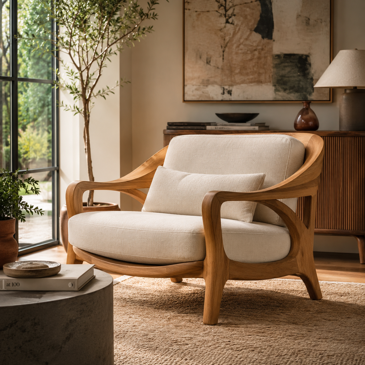 Rowan Hollow Form Natural Wood Chair - Design 034 - main view