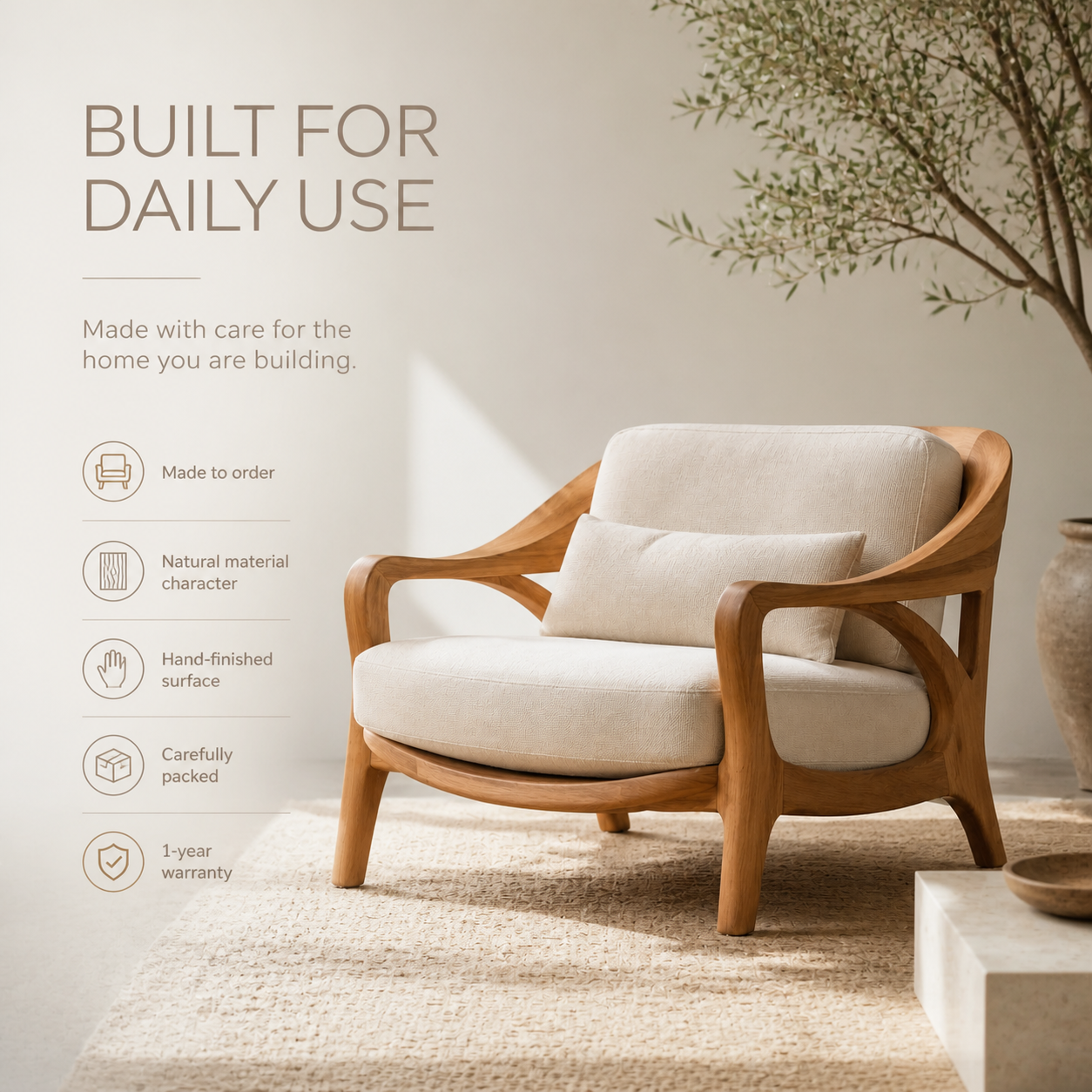 Rowan Hollow Form Natural Wood Chair - Design 034 - product image 09