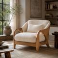 Liora Warm Natural Wood Accent Chair - Design 035 - main view
