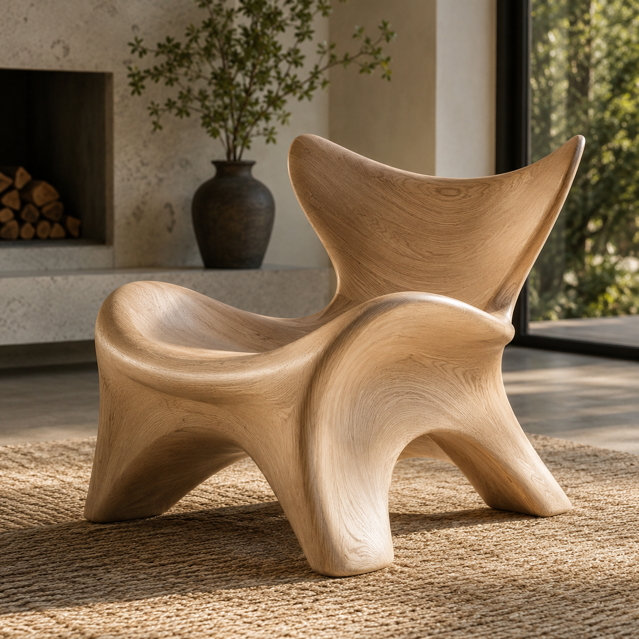 Calder Organic Modern Natural Wood Chair - Design 039 - main view