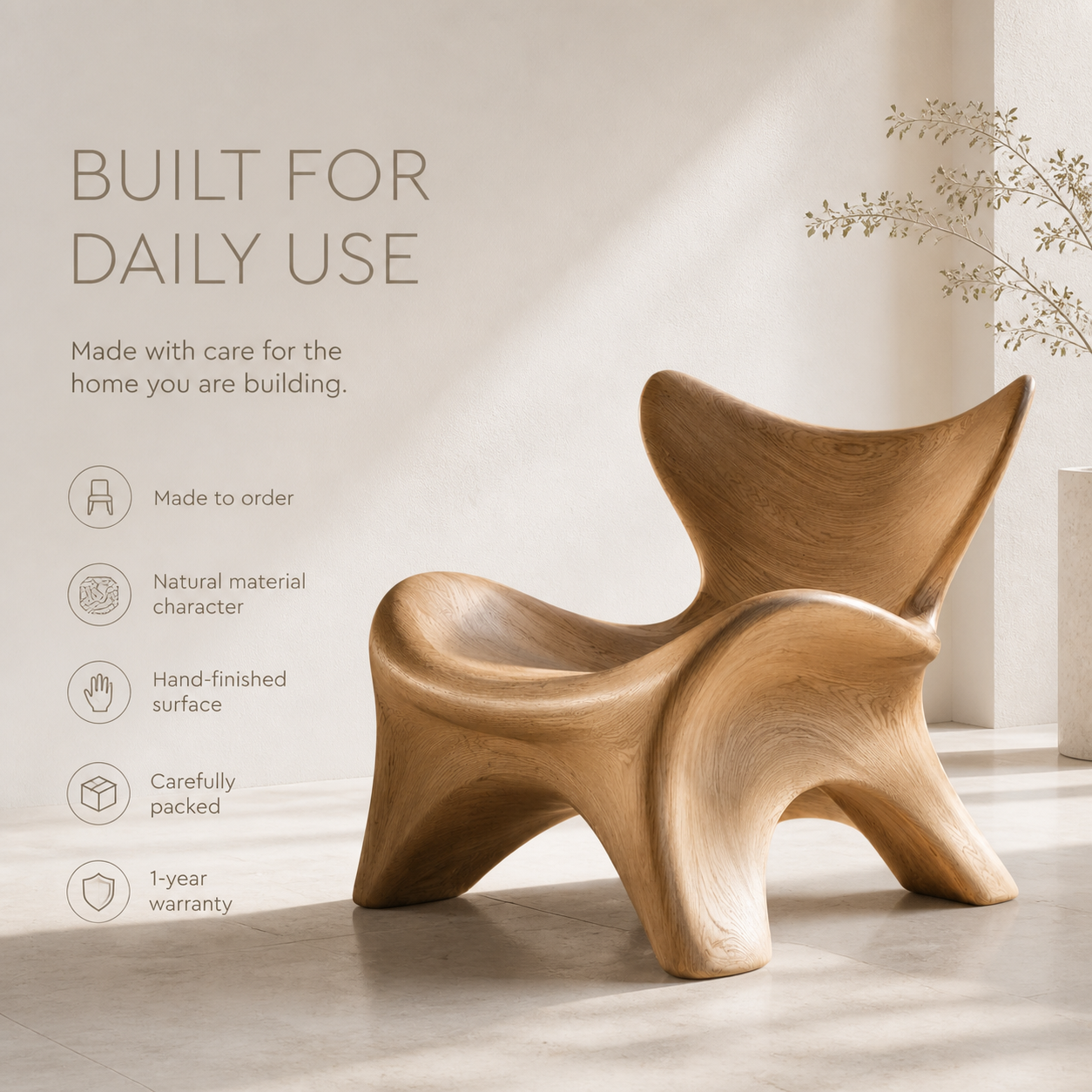 Calder Organic Modern Natural Wood Chair - Design 039 - product image 09
