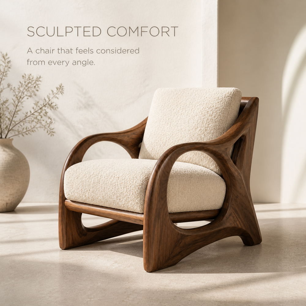 Brielle Sculpted Natural Wood Chair - Design 041 - product image 03