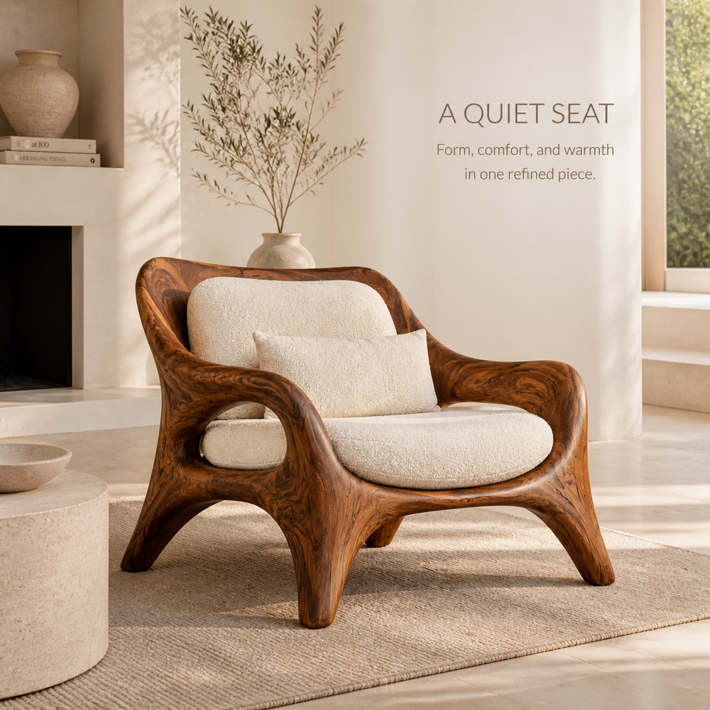Marin Curved Natural Wood Lounge Chair - Design 042 - product image 02