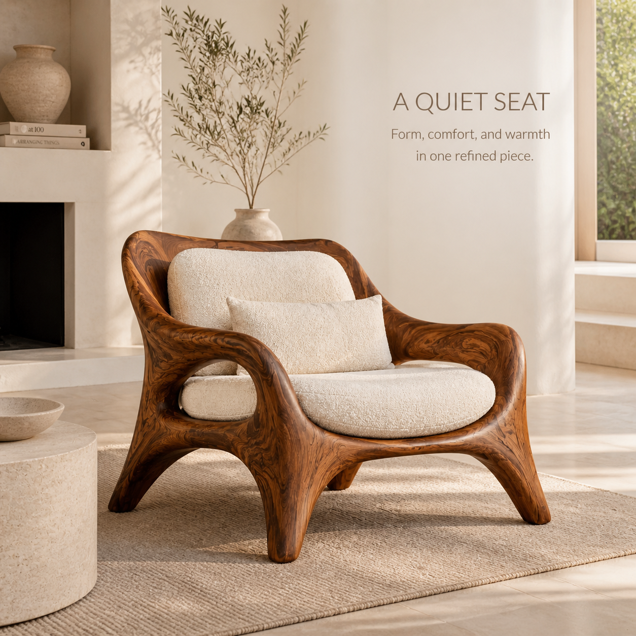 Marin Curved Natural Wood Lounge Chair - Design 042 - product image 02