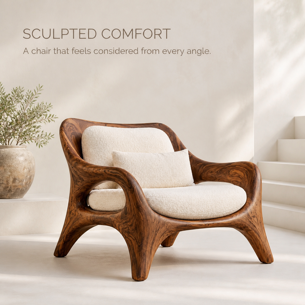 Marin Curved Natural Wood Lounge Chair - Design 042 - product image 03
