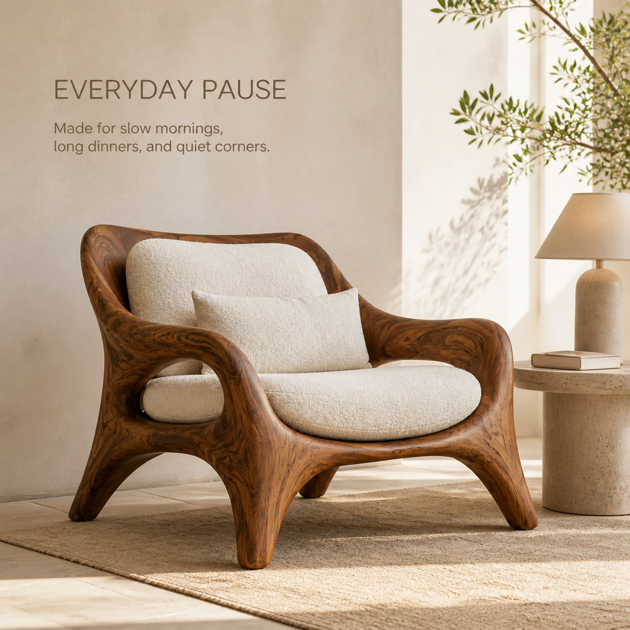Marin Curved Natural Wood Lounge Chair - Design 042 - product image 07