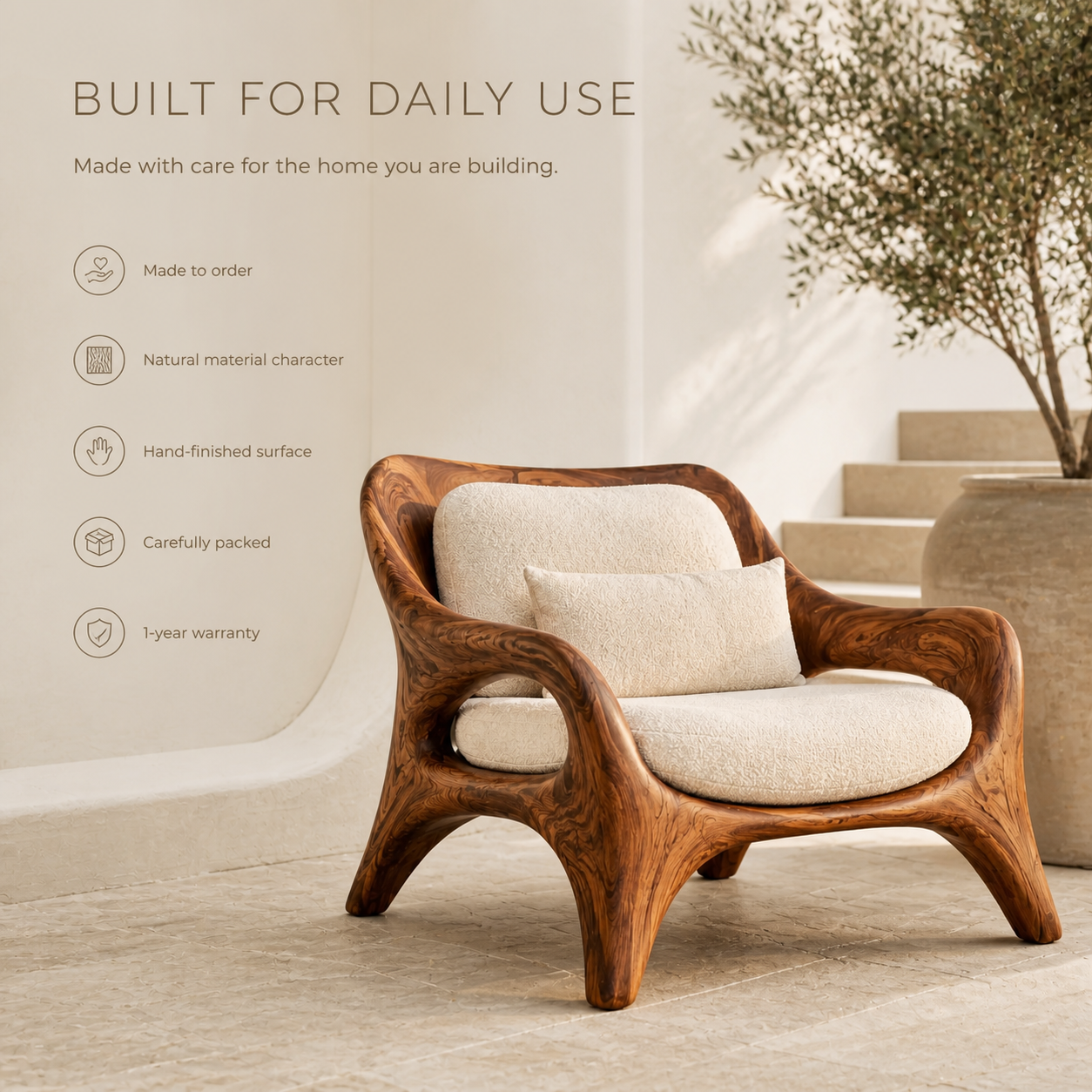 Marin Curved Natural Wood Lounge Chair - Design 042 - product image 09