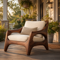 Selene Rounded Natural Wood Accent Chair - Design 043 - main view