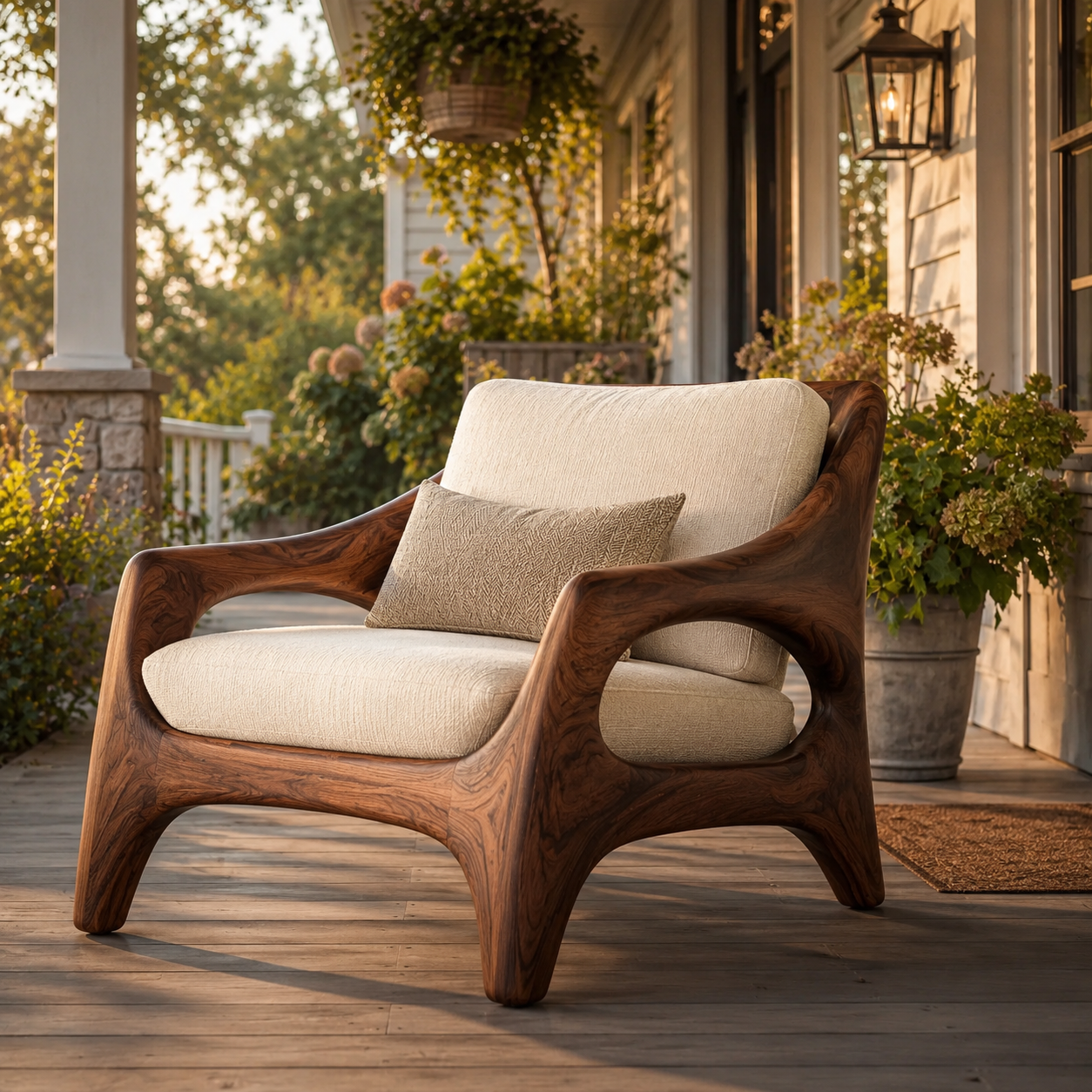 Selene Rounded Natural Wood Accent Chair - Design 043 - main view