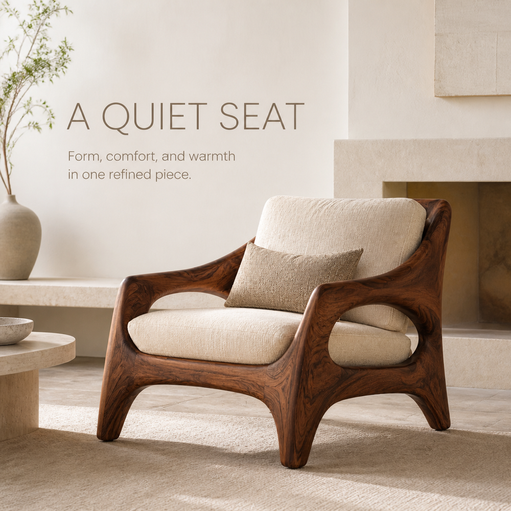 Selene Rounded Natural Wood Accent Chair - Design 043 - product image 02