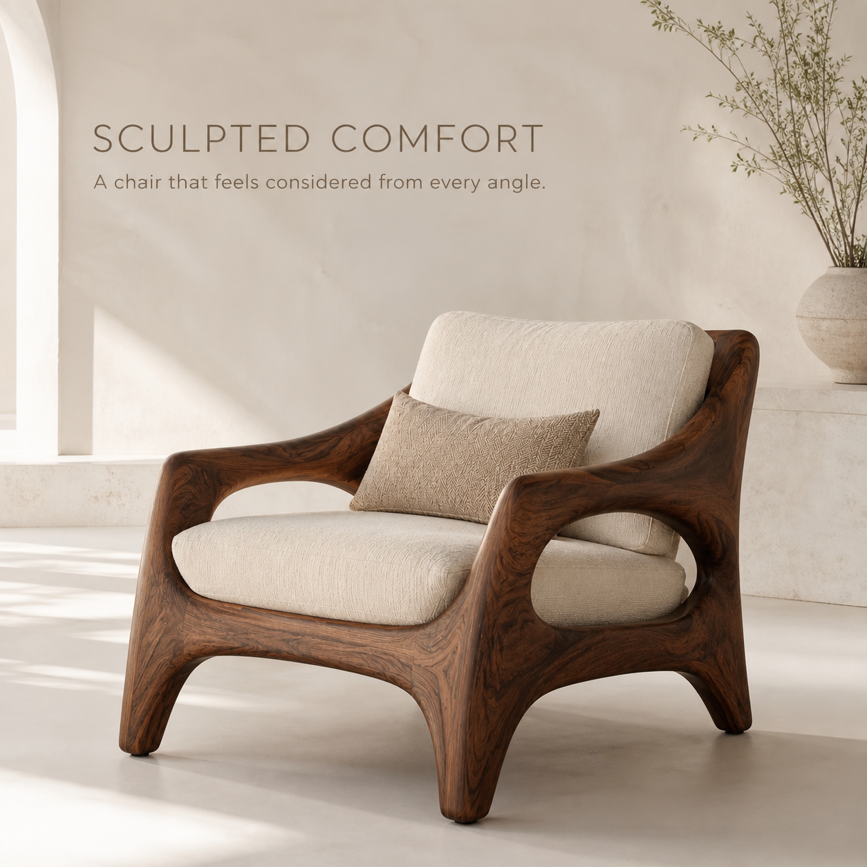Selene Rounded Natural Wood Accent Chair - Design 043 - product image 03