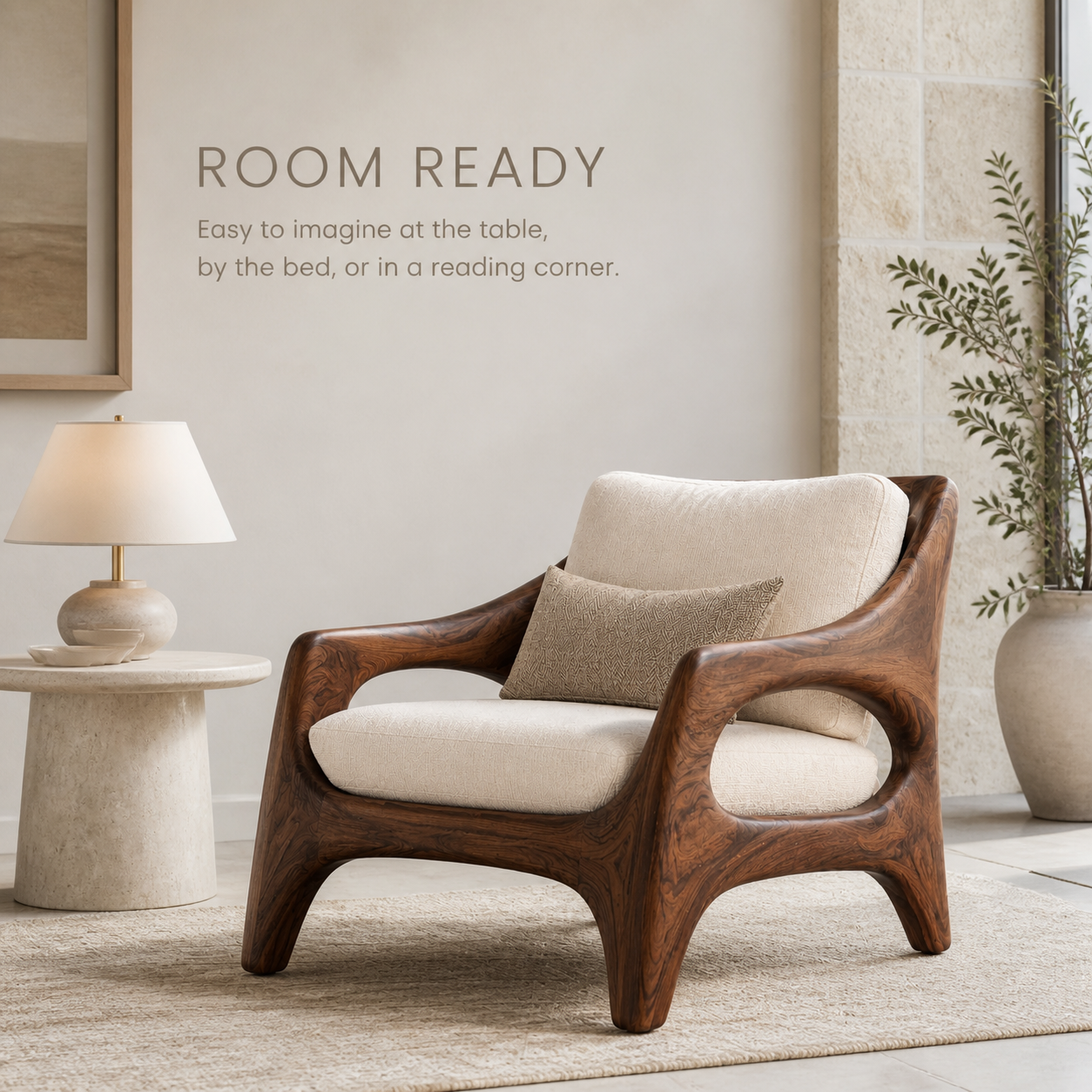 Selene Rounded Natural Wood Accent Chair - Design 043 - product image 04