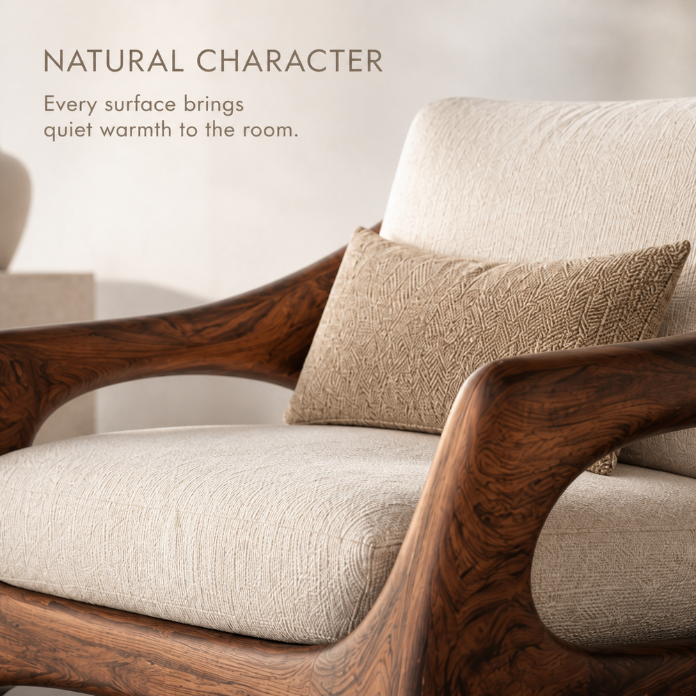 Selene Rounded Natural Wood Accent Chair - Design 043 - product image 05