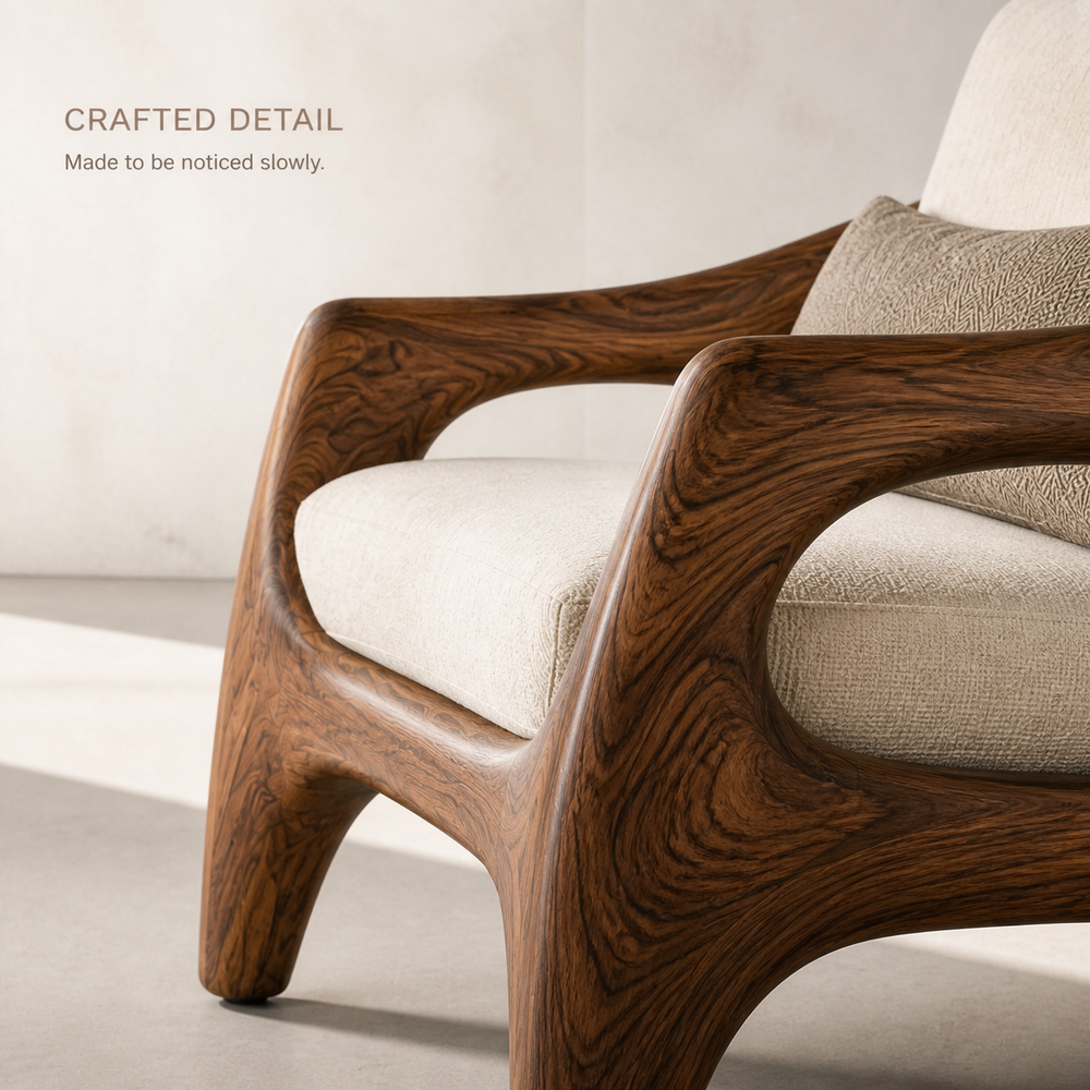 Selene Rounded Natural Wood Accent Chair - Design 043 - product image 06