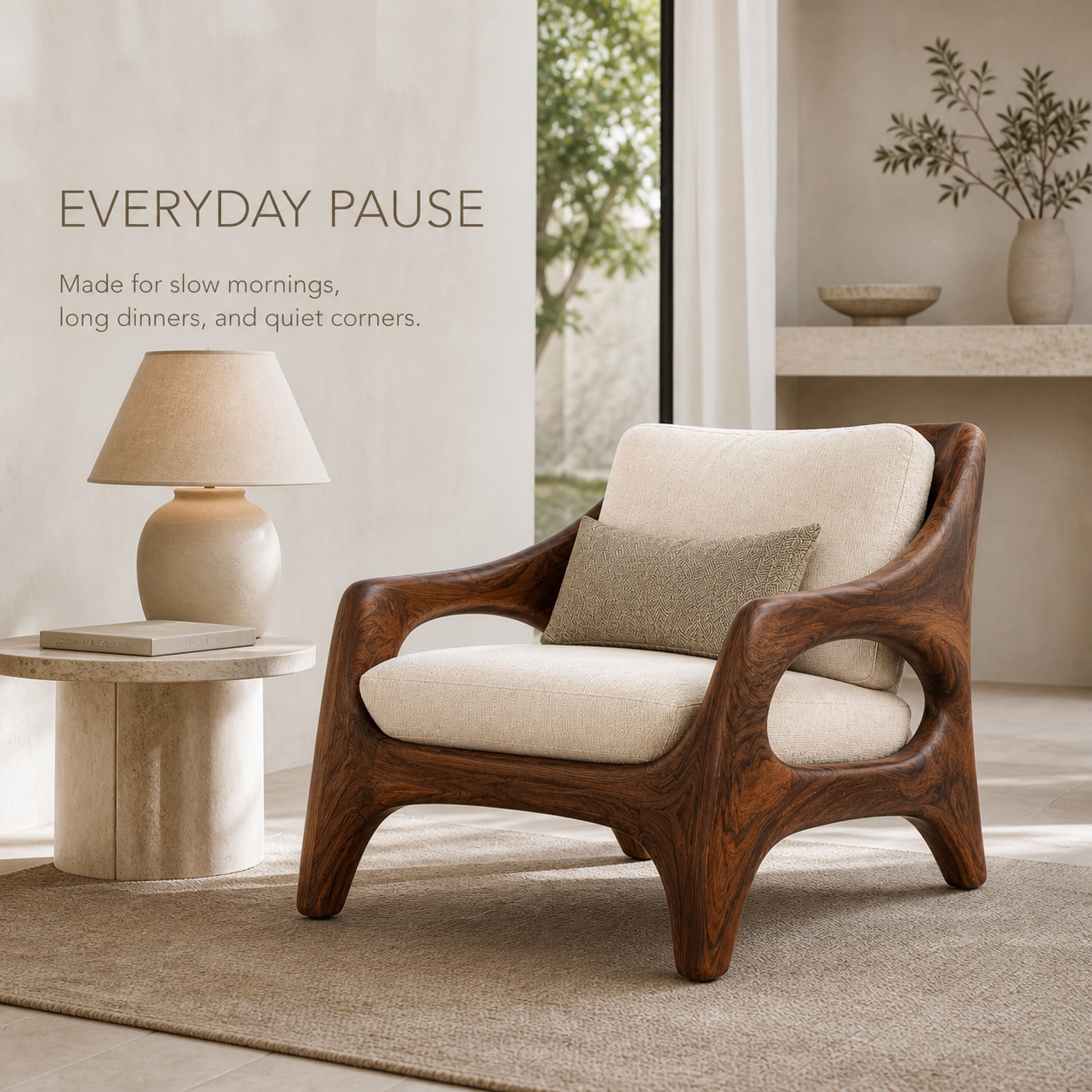 Selene Rounded Natural Wood Accent Chair - Design 043 - product image 07