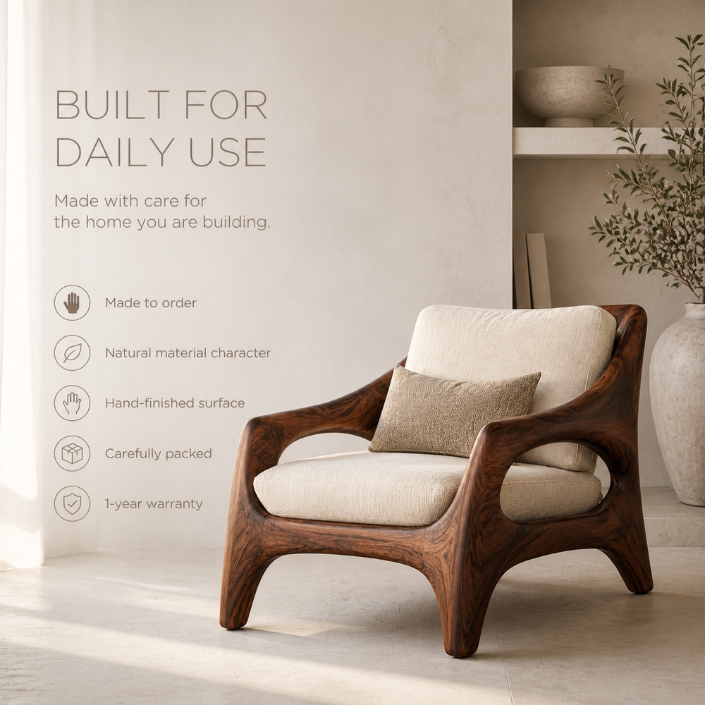 Selene Rounded Natural Wood Accent Chair - Design 043 - product image 09