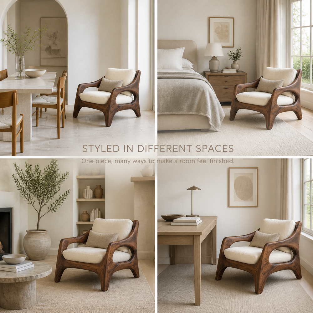Selene Rounded Natural Wood Accent Chair - Design 043 - product image 10