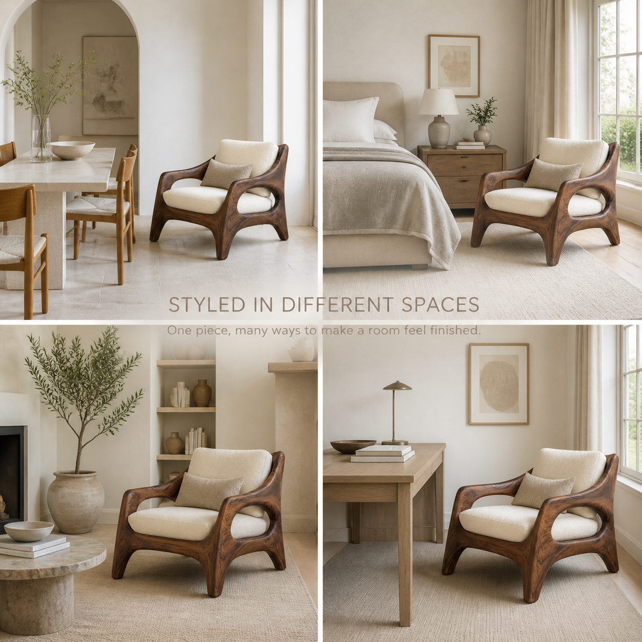 Selene Rounded Natural Wood Accent Chair - Design 043 - product image 10