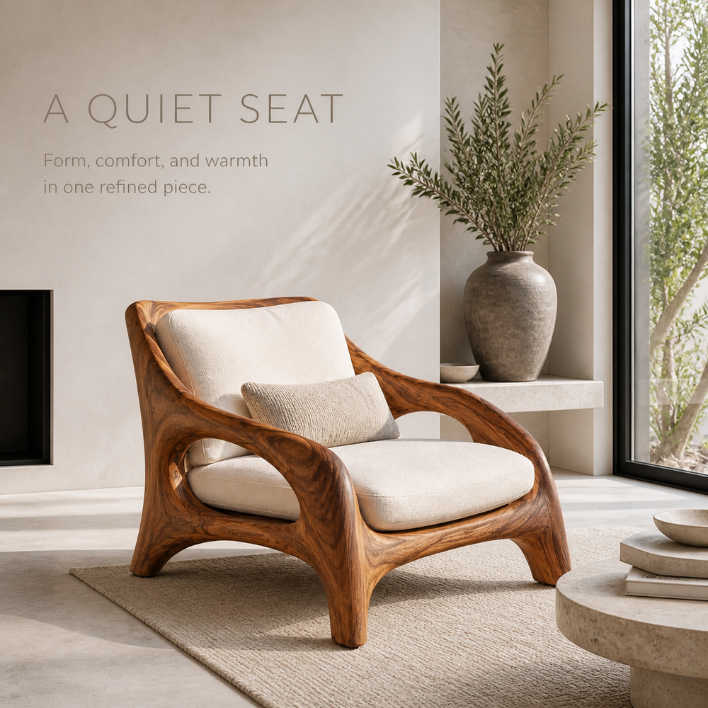 Alden Sculptural Natural Wood Lounge Chair - Design 044 - product image 02
