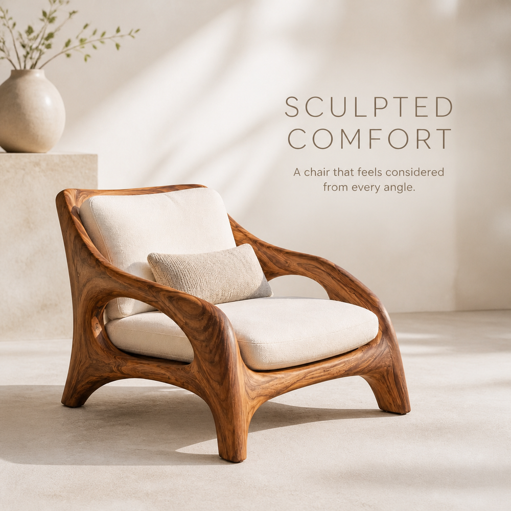 Alden Sculptural Natural Wood Lounge Chair - Design 044 - product image 03