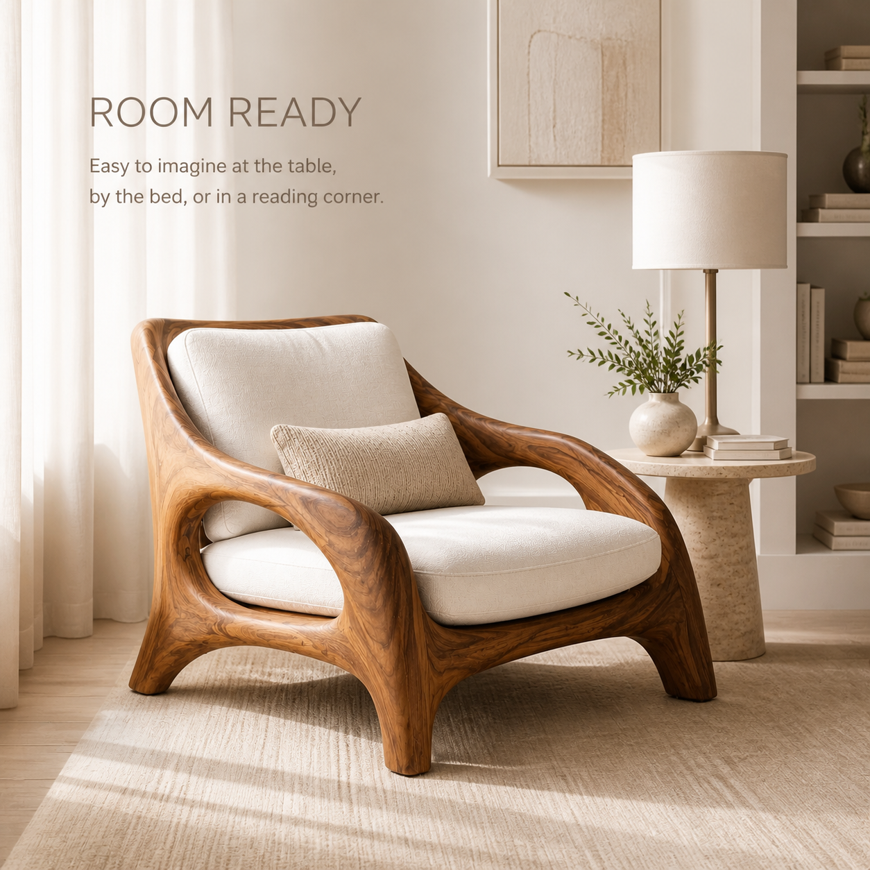 Alden Sculptural Natural Wood Lounge Chair - Design 044 - product image 04