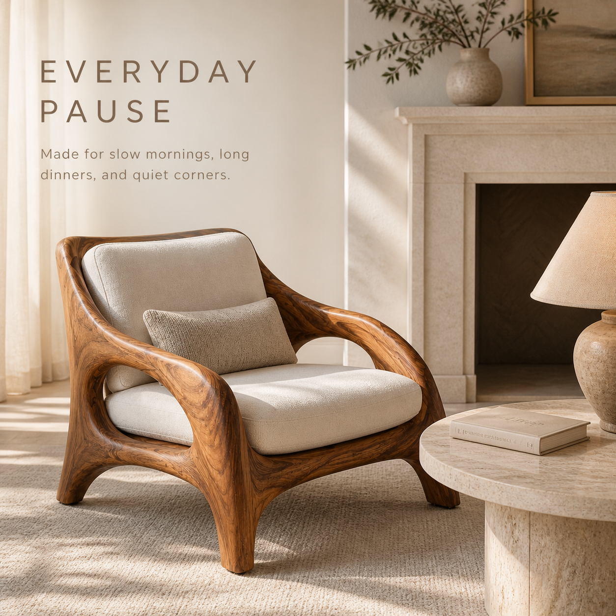 Alden Sculptural Natural Wood Lounge Chair - Design 044 - product image 07