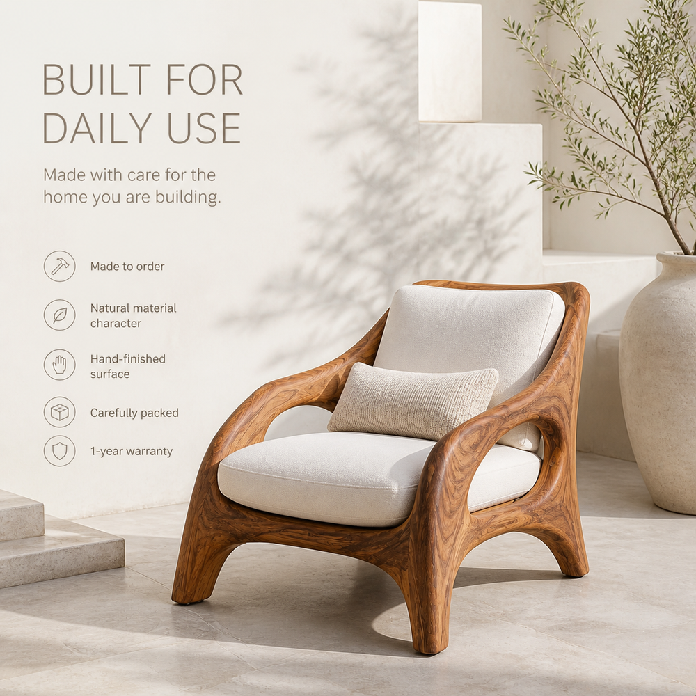 Alden Sculptural Natural Wood Lounge Chair - Design 044 - product image 09