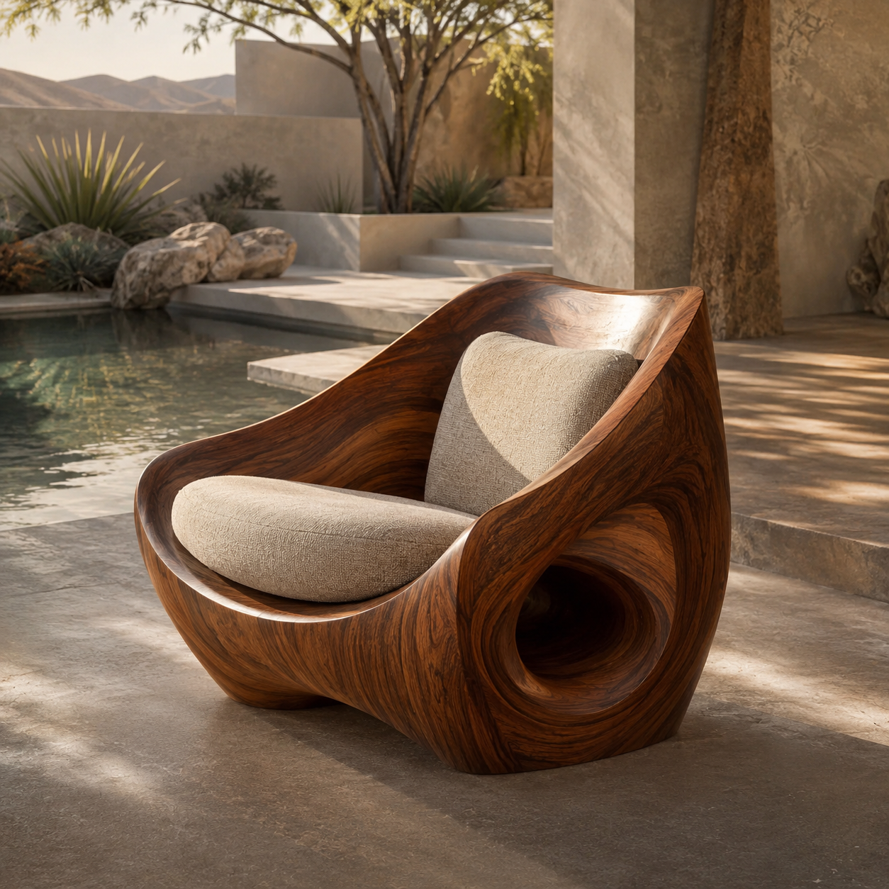 Mira Organic Natural Wood Lounge Chair - Design 045 - main view