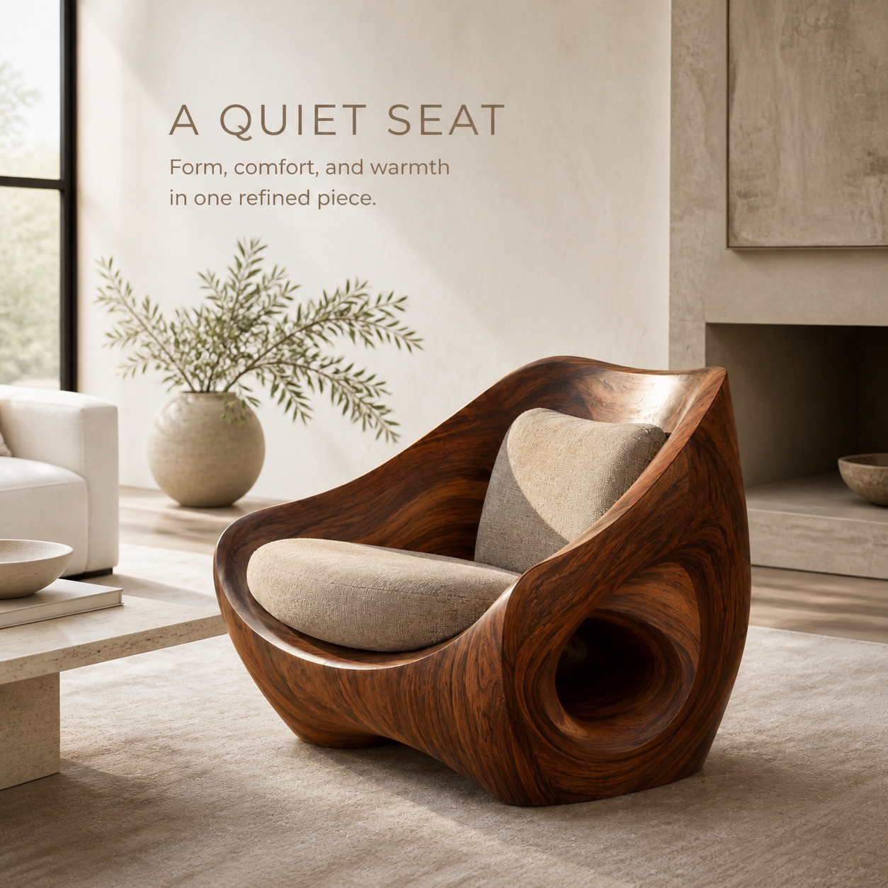 Mira Organic Natural Wood Lounge Chair - Design 045 - product image 02