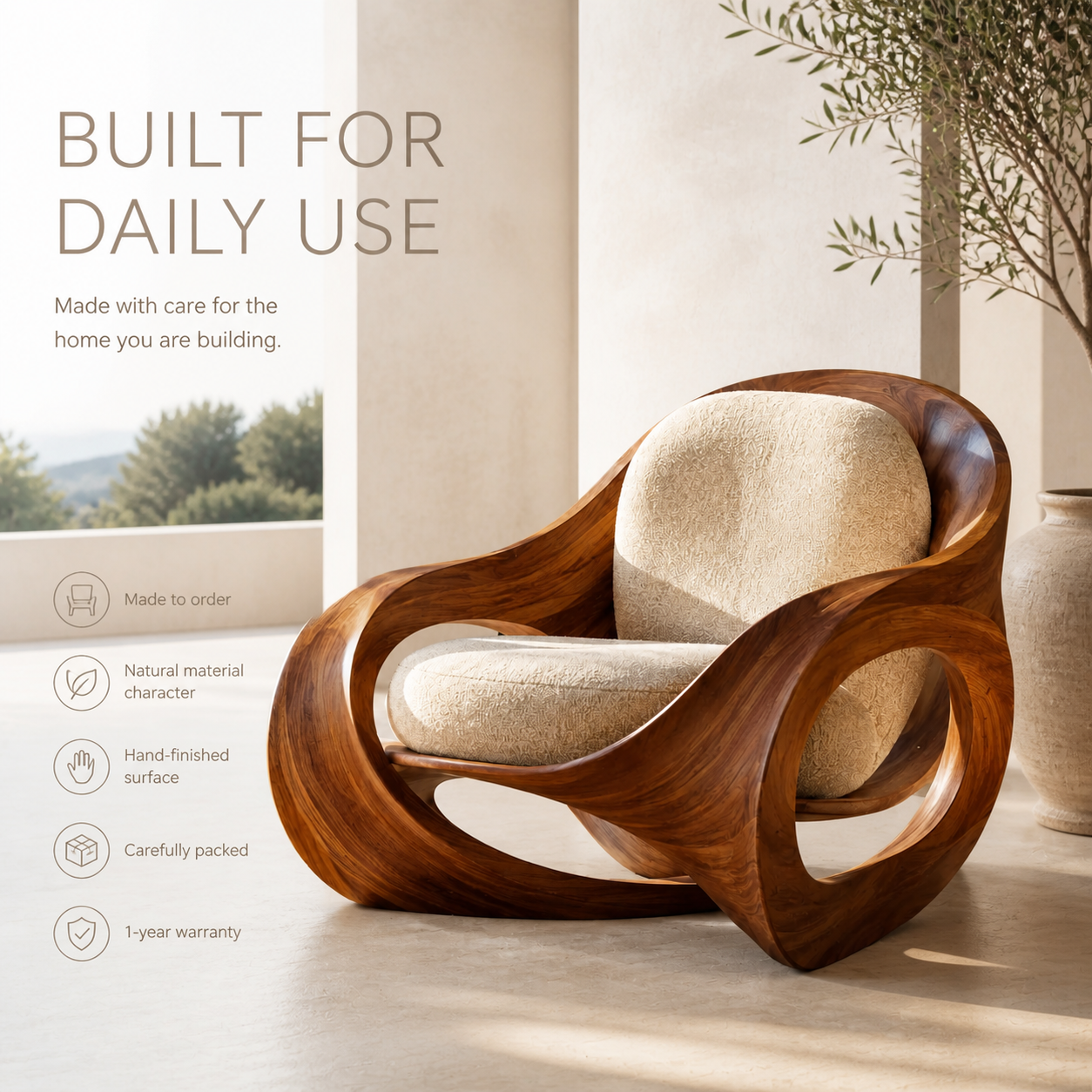 Rowan Hollow Form Natural Wood Chair - Design 046 - product image 09