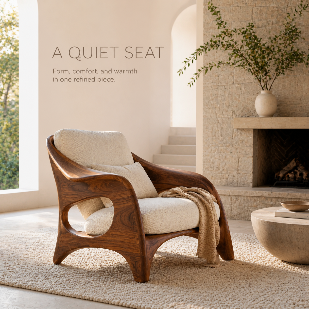 Liora Warm Natural Wood Accent Chair - Design 047 - product image 02