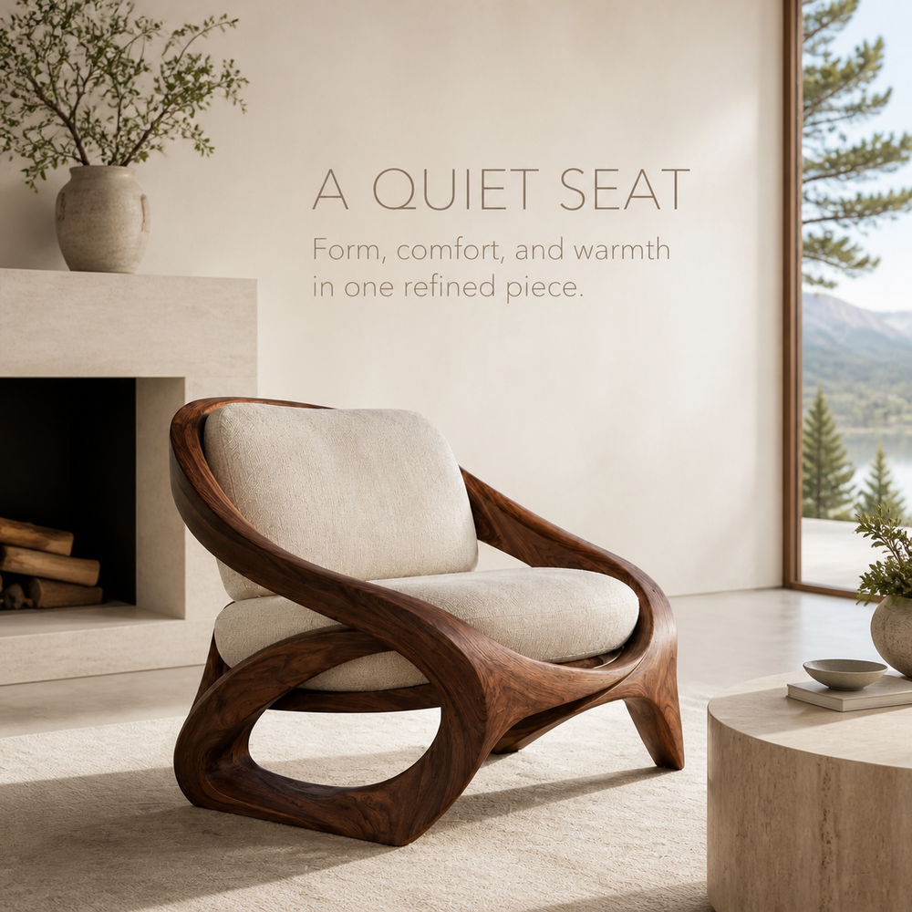 Soren Rounded Natural Wood Lounge Chair - Design 048 - product image 02