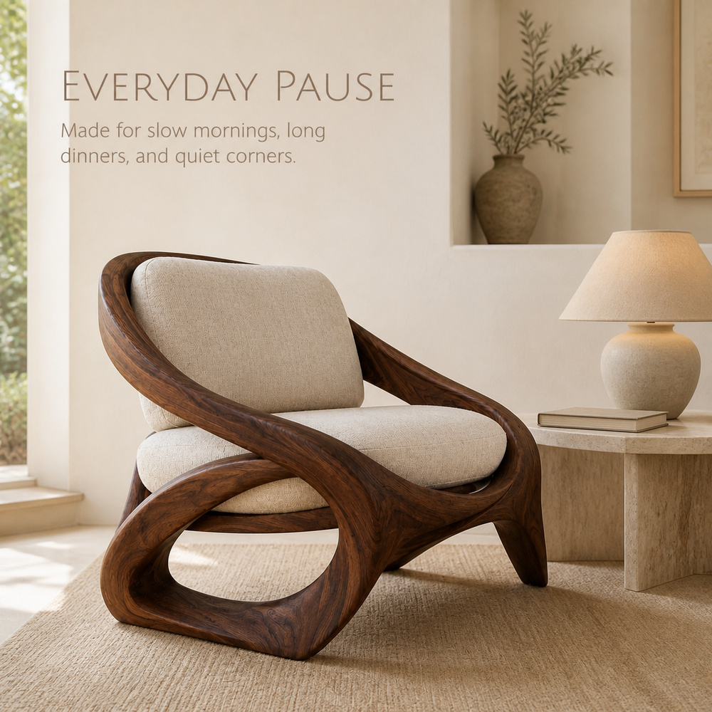 Soren Rounded Natural Wood Lounge Chair - Design 048 - product image 07