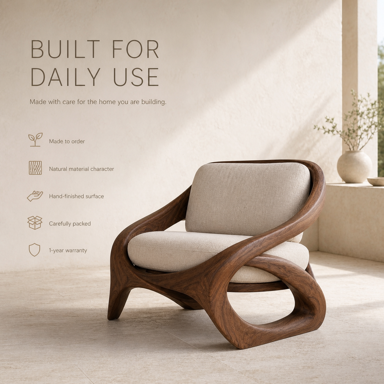 Soren Rounded Natural Wood Lounge Chair - Design 048 - product image 09