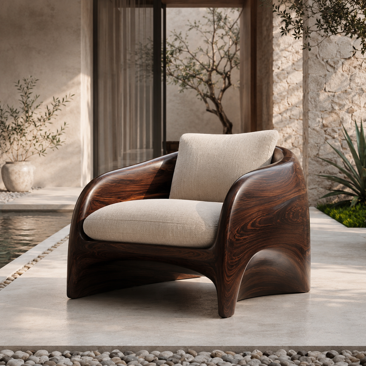 Elara Gallery Natural Wood Accent Chair - Design 049 - main view