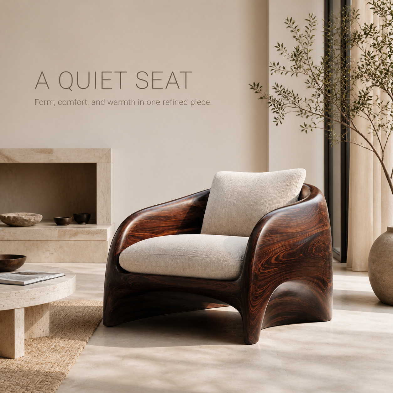 Elara Gallery Natural Wood Accent Chair - Design 049 - product image 02