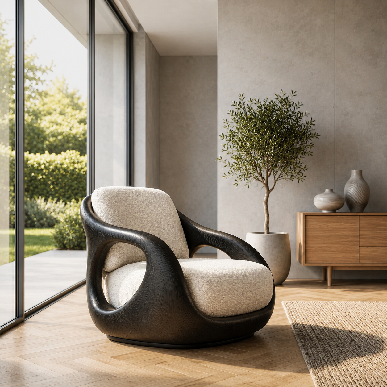Veyra Soft Curve Natural Wood Chair - Design 050 - main view