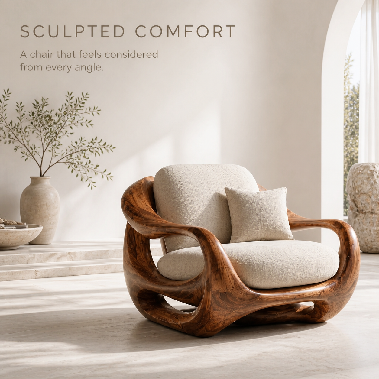 Calder Organic Modern Natural Wood Chair - Design 051 - product image 03