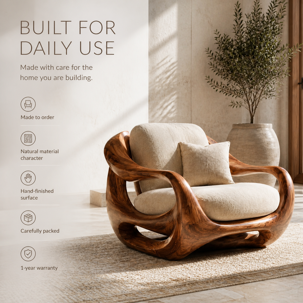 Calder Organic Modern Natural Wood Chair - Design 051 - product image 09