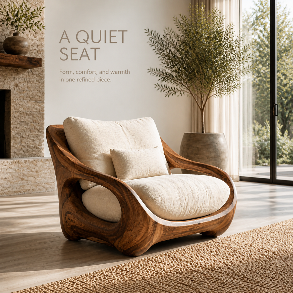 Nolan Arc Natural Wood Lounge Chair - Design 052 - product image 02