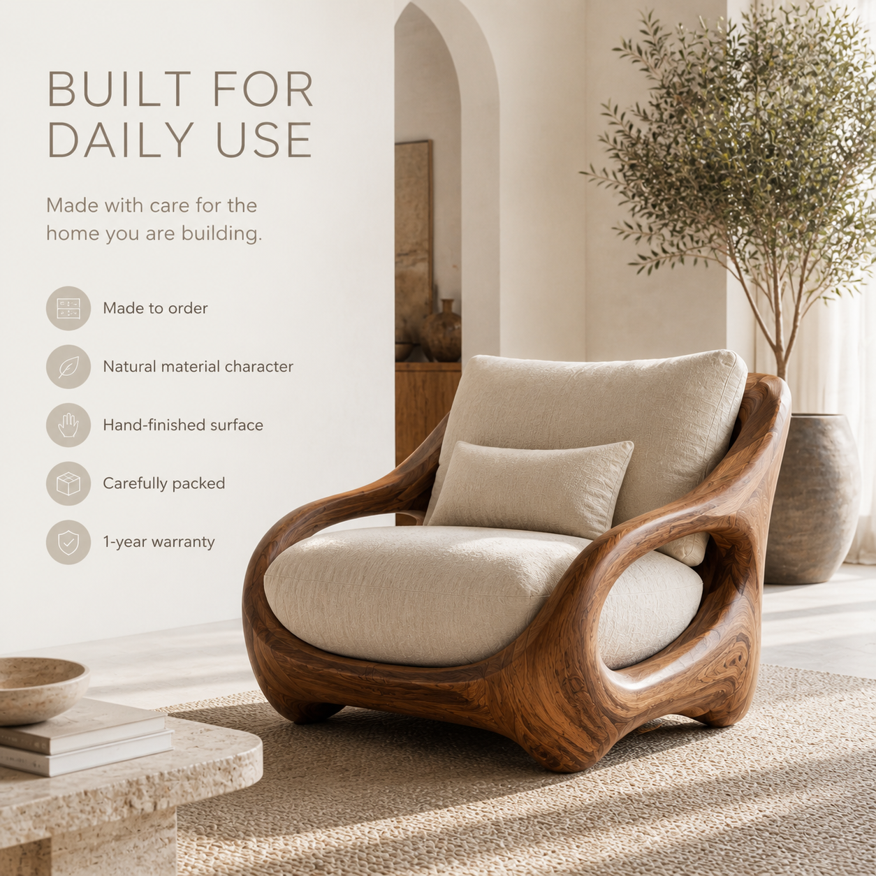 Nolan Arc Natural Wood Lounge Chair - Design 052 - product image 09