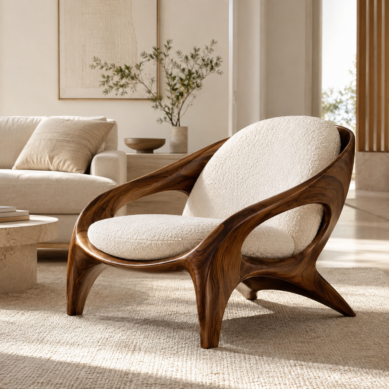 Brielle Sculpted Natural Wood Chair - Design 053 - main view