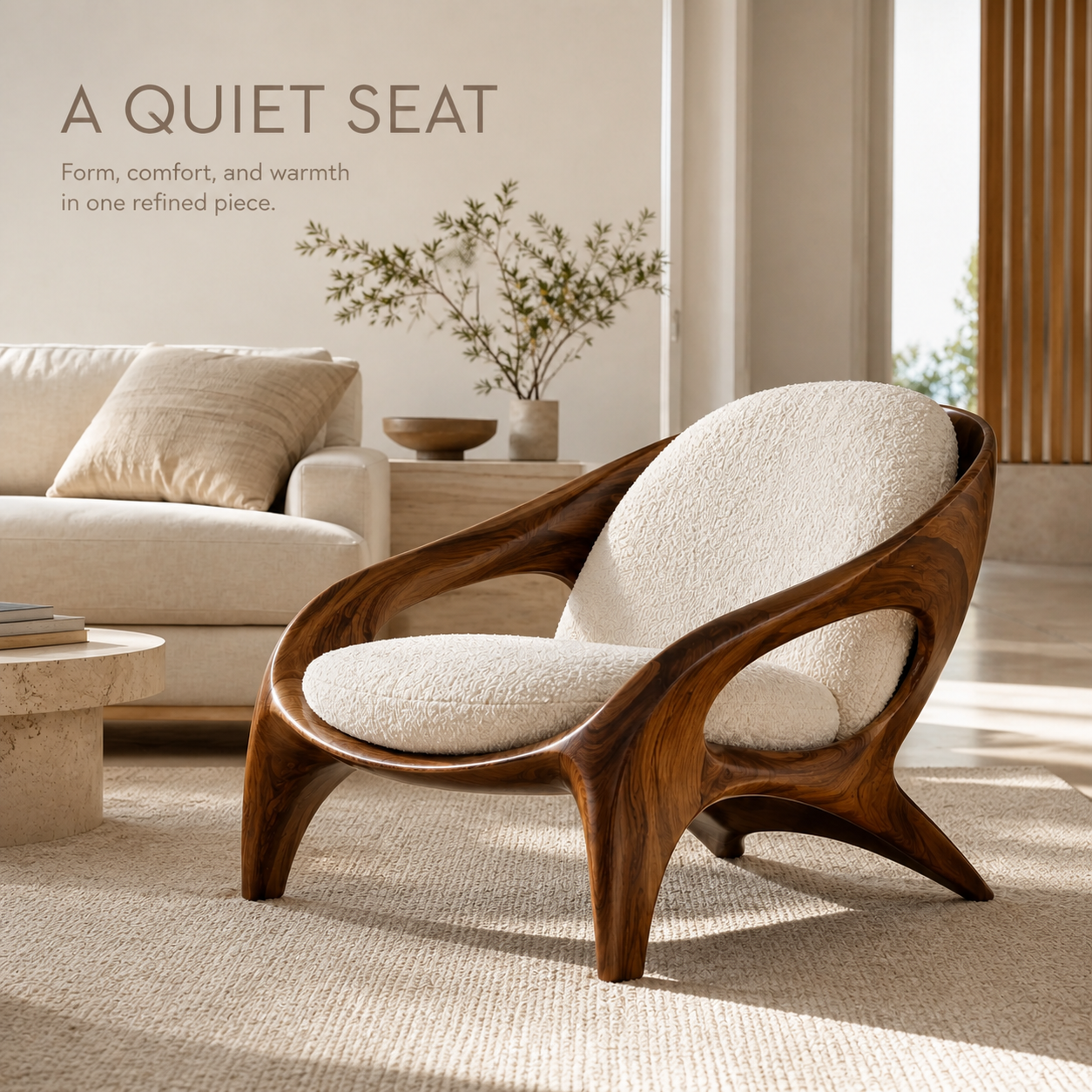 Brielle Sculpted Natural Wood Chair - Design 053 - product image 02