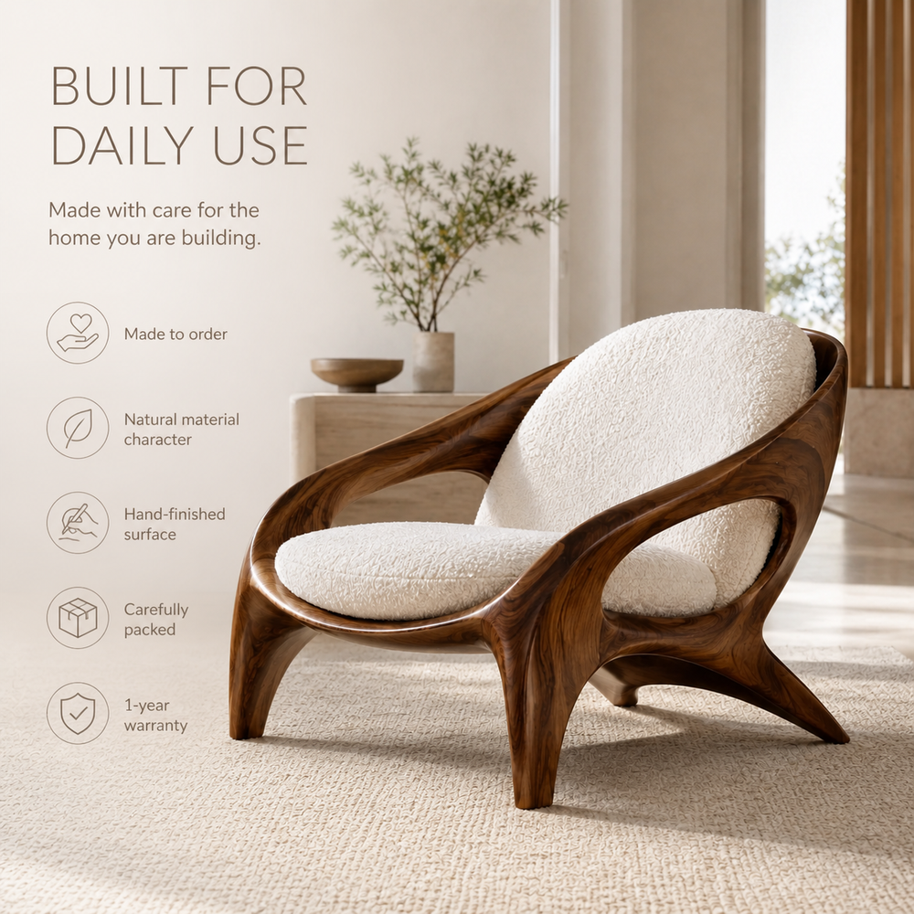 Brielle Sculpted Natural Wood Chair - Design 053 - product image 09