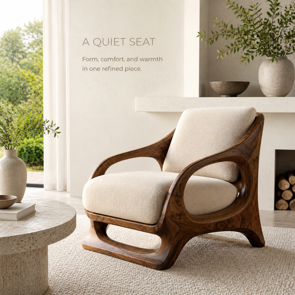 Marin Curved Natural Wood Lounge Chair - Design 054 - product image 02