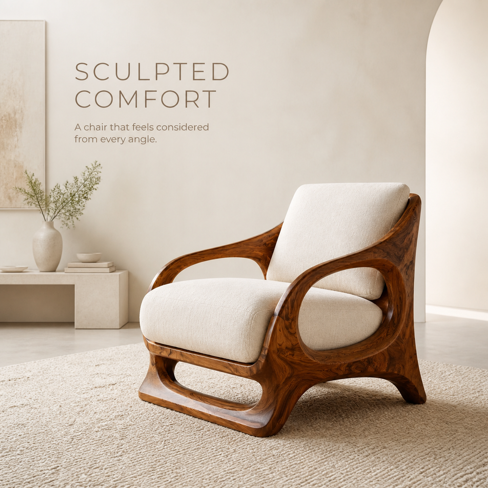 Marin Curved Natural Wood Lounge Chair - Design 054 - product image 03