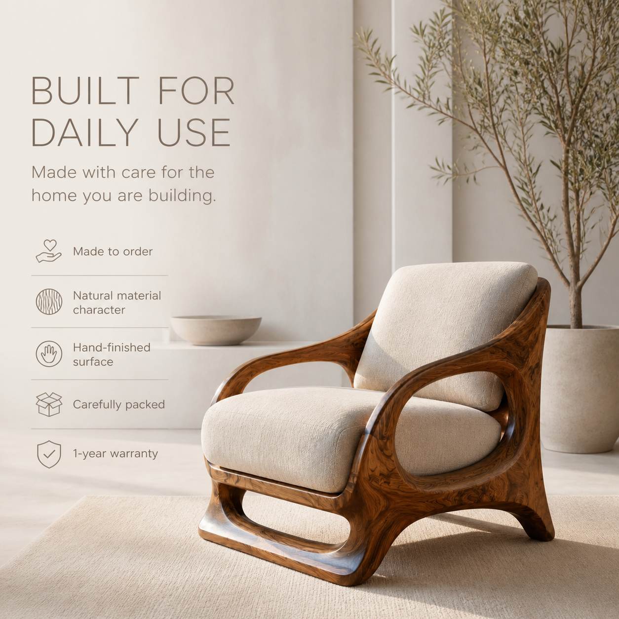 Marin Curved Natural Wood Lounge Chair - Design 054 - product image 09
