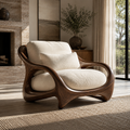 Selene Rounded Natural Wood Accent Chair - Design 055 - main view