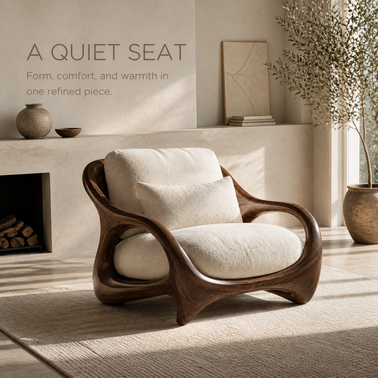 Selene Rounded Natural Wood Accent Chair - Design 055 - product image 02