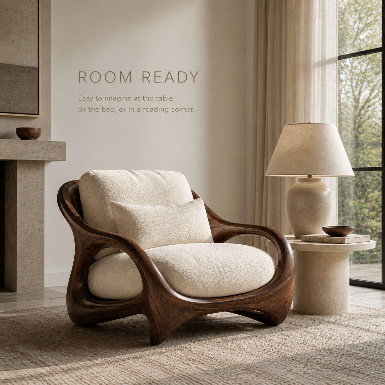 Selene Rounded Natural Wood Accent Chair - Design 055 - product image 04